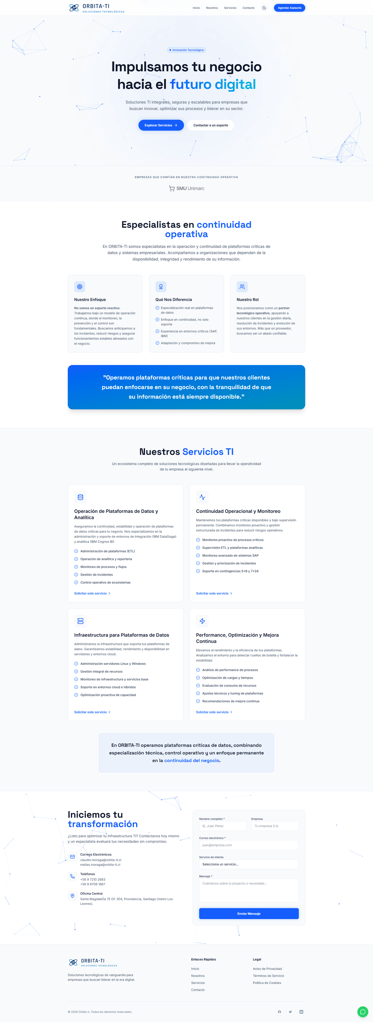 ORBITA-TI — Sitio corporativo · Soluciones TI
